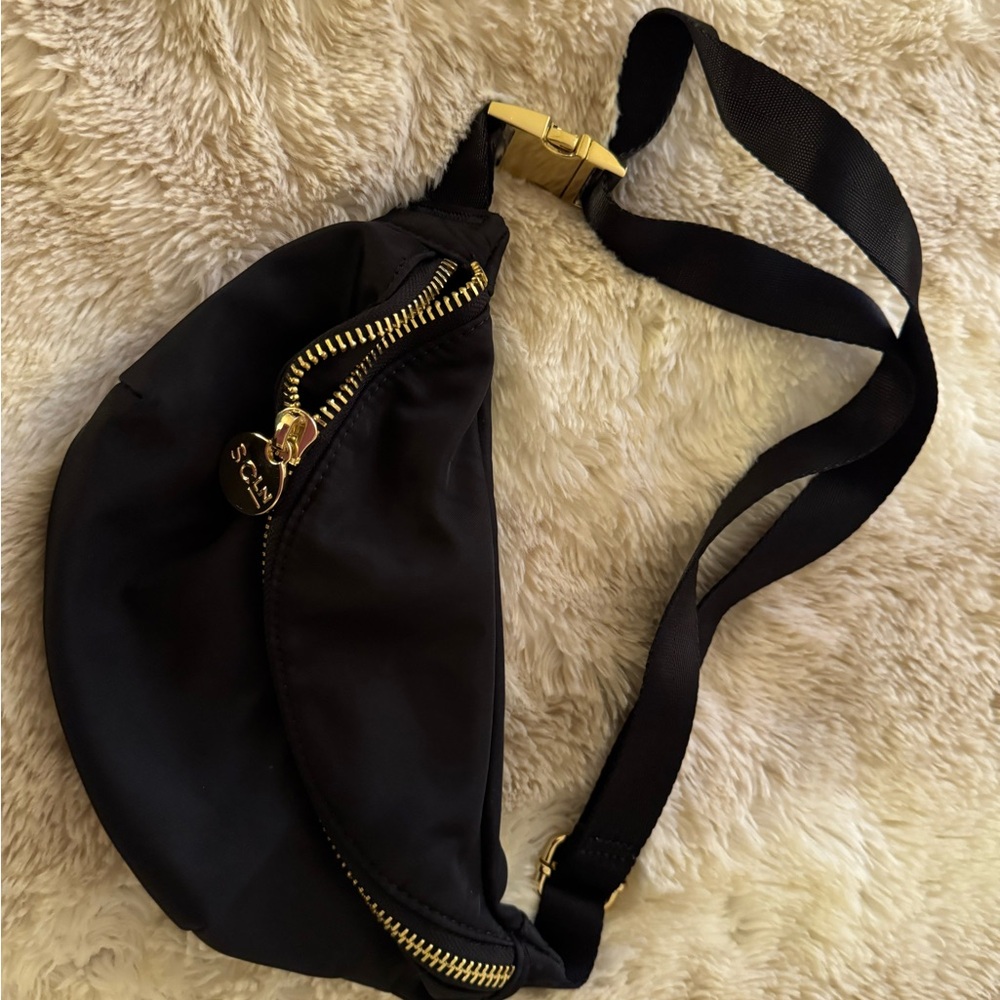 Stoney Clover Lane Black Nylon Belt Bag with Gold Accents